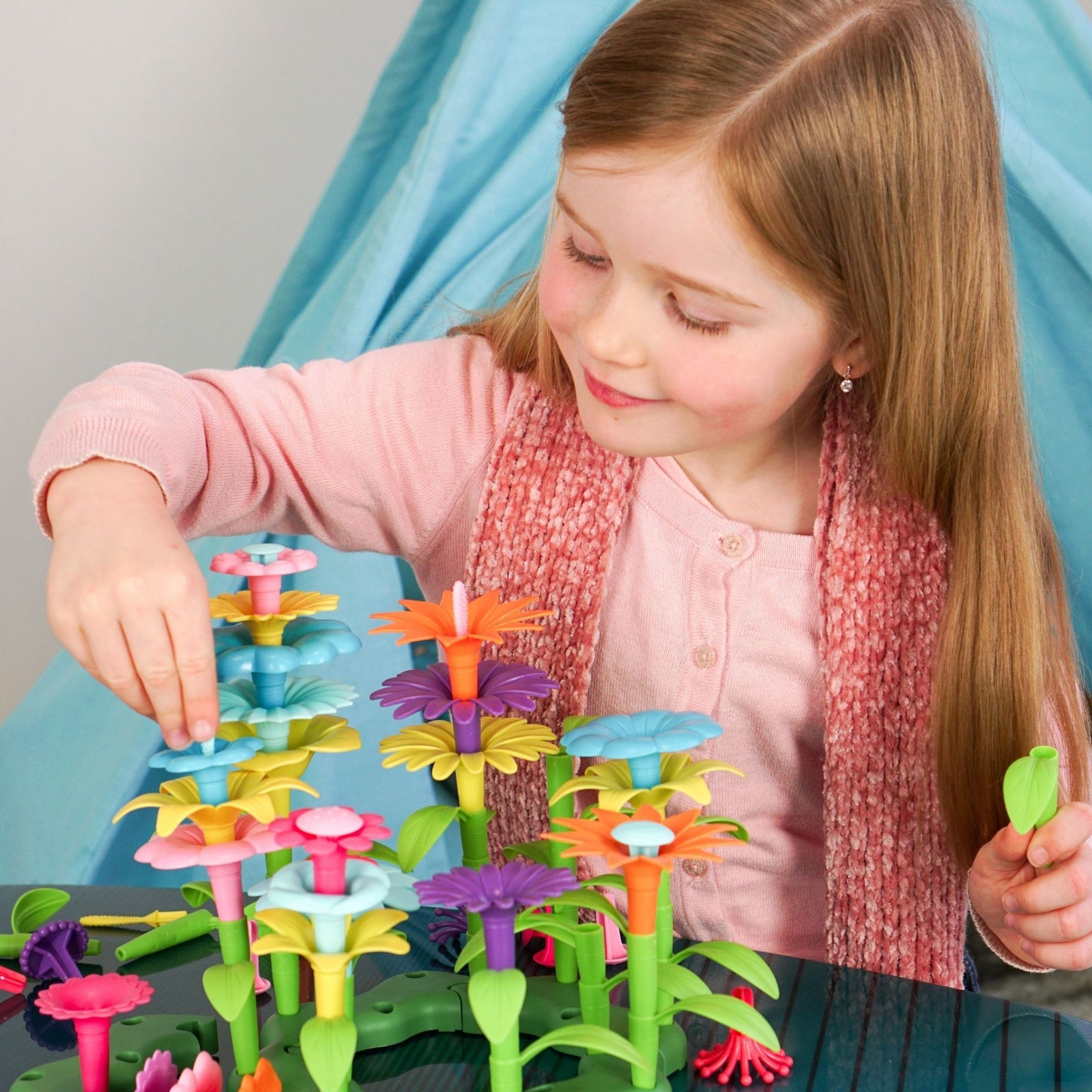 Build A Flower Garden, Colorful Flower Stacking Toy 47 Pcs