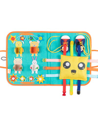 Montessori Busy Board for Toddlers, Sensory Toys Gifts for Boys & Girls, Preschool Toddler Activities for Fine Motor Skills, Educational Travel Toy Learning Basic Dress Skills