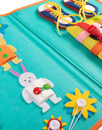 Montessori Busy Board for Toddlers, Sensory Toys Gifts for Boys & Girls, Preschool Toddler Activities for Fine Motor Skills, Educational Travel Toy Learning Basic Dress Skills
