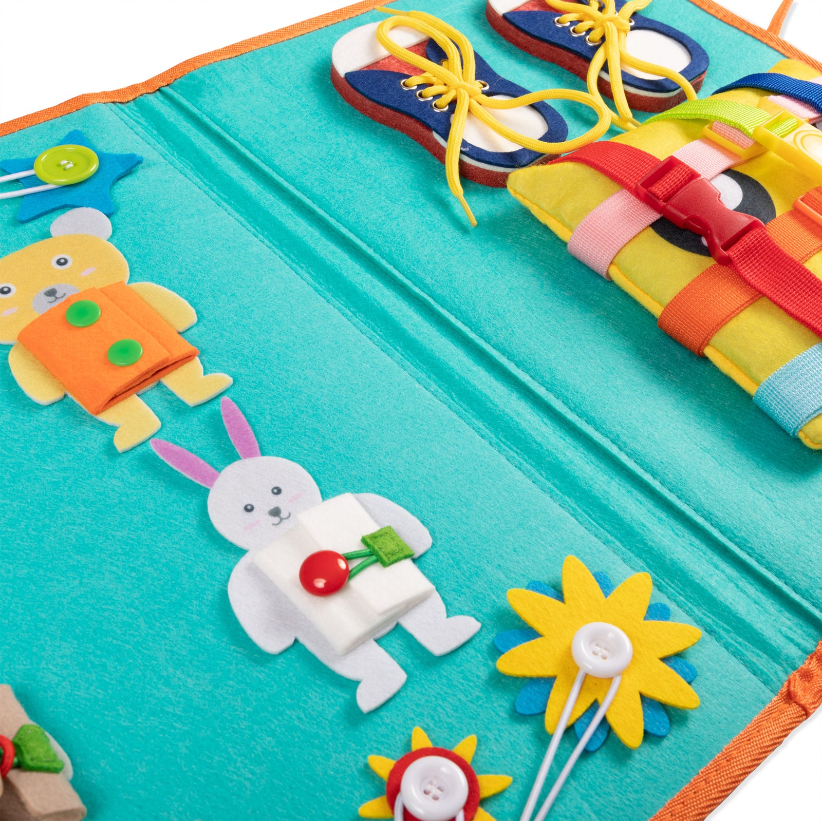 Montessori Busy Board for Toddlers, Sensory Toys Gifts for Boys & Girls, Preschool Toddler Activities for Fine Motor Skills, Educational Travel Toy Learning Basic Dress Skills