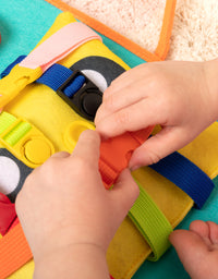 Montessori Busy Board for Toddlers, Sensory Toys Gifts for Boys & Girls, Preschool Toddler Activities for Fine Motor Skills, Educational Travel Toy Learning Basic Dress Skills