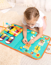 Montessori Busy Board for Toddlers, Sensory Toys Gifts for Boys & Girls, Preschool Toddler Activities for Fine Motor Skills, Educational Travel Toy Learning Basic Dress Skills