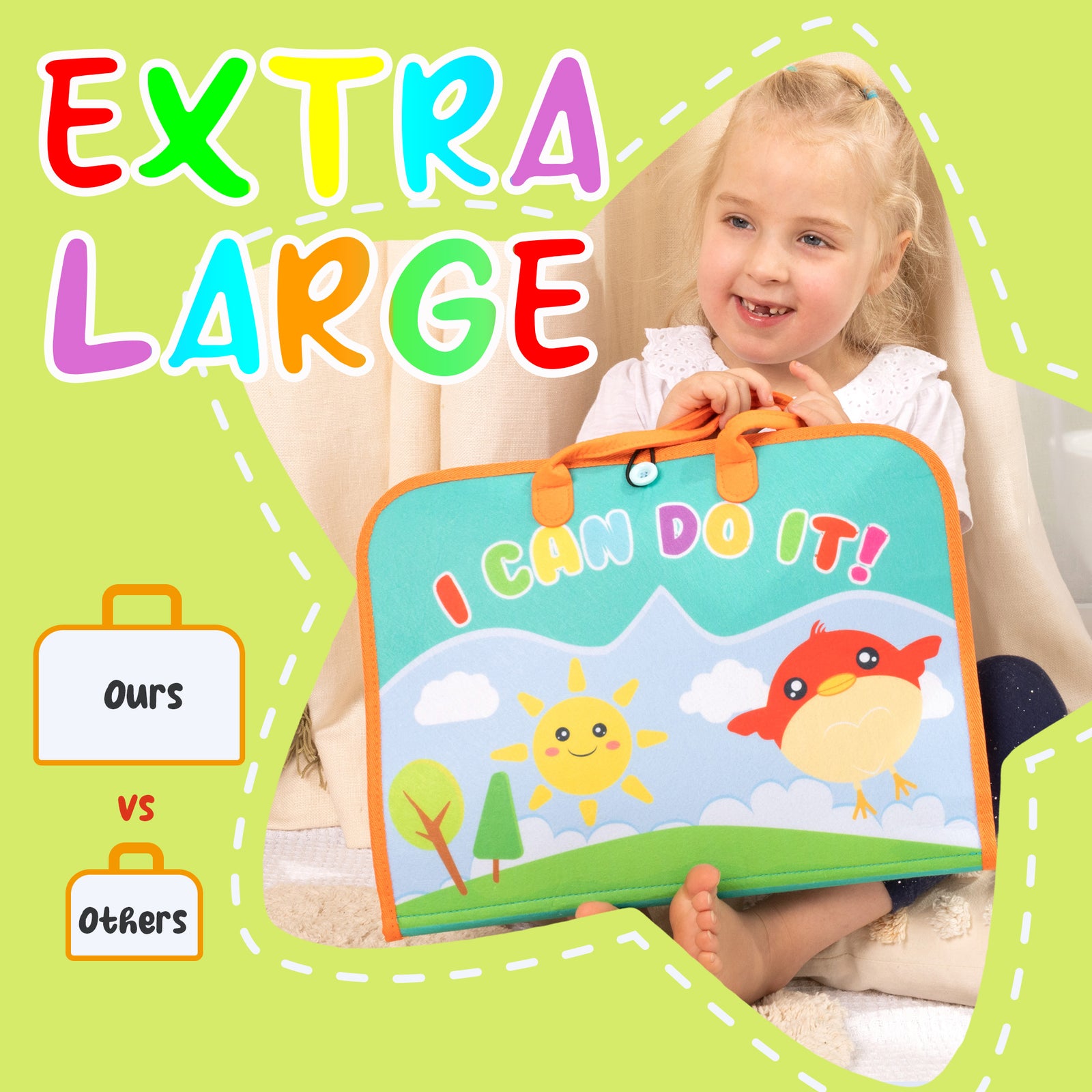 Montessori Busy Board for Toddlers, Sensory Toys Gifts for Boys & Girls, Preschool Toddler Activities for Fine Motor Skills, Educational Travel Toy Learning Basic Dress Skills