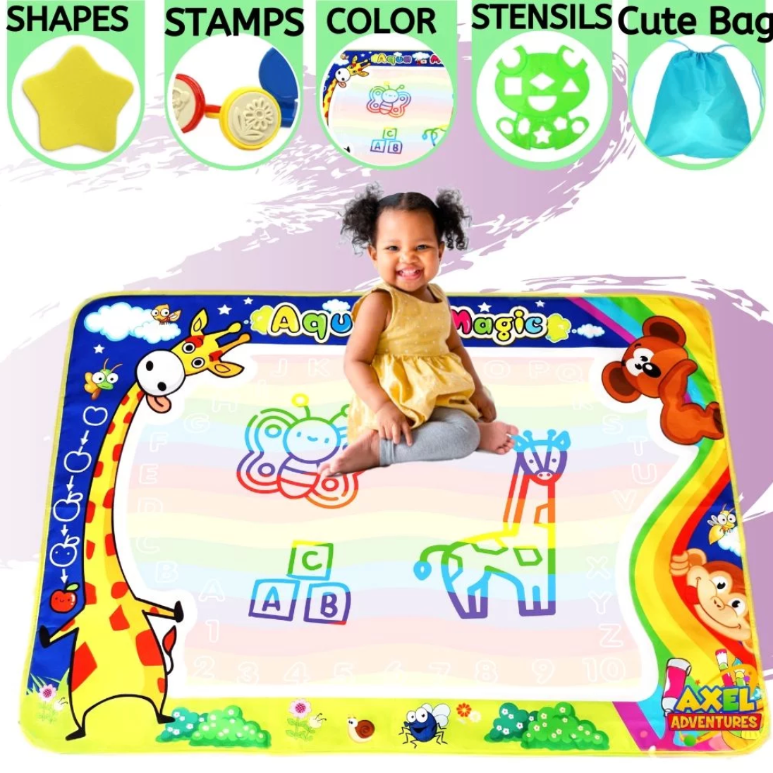 Water Doodle Mat for Toddlers, Preschooler Aqua Drawing Mat