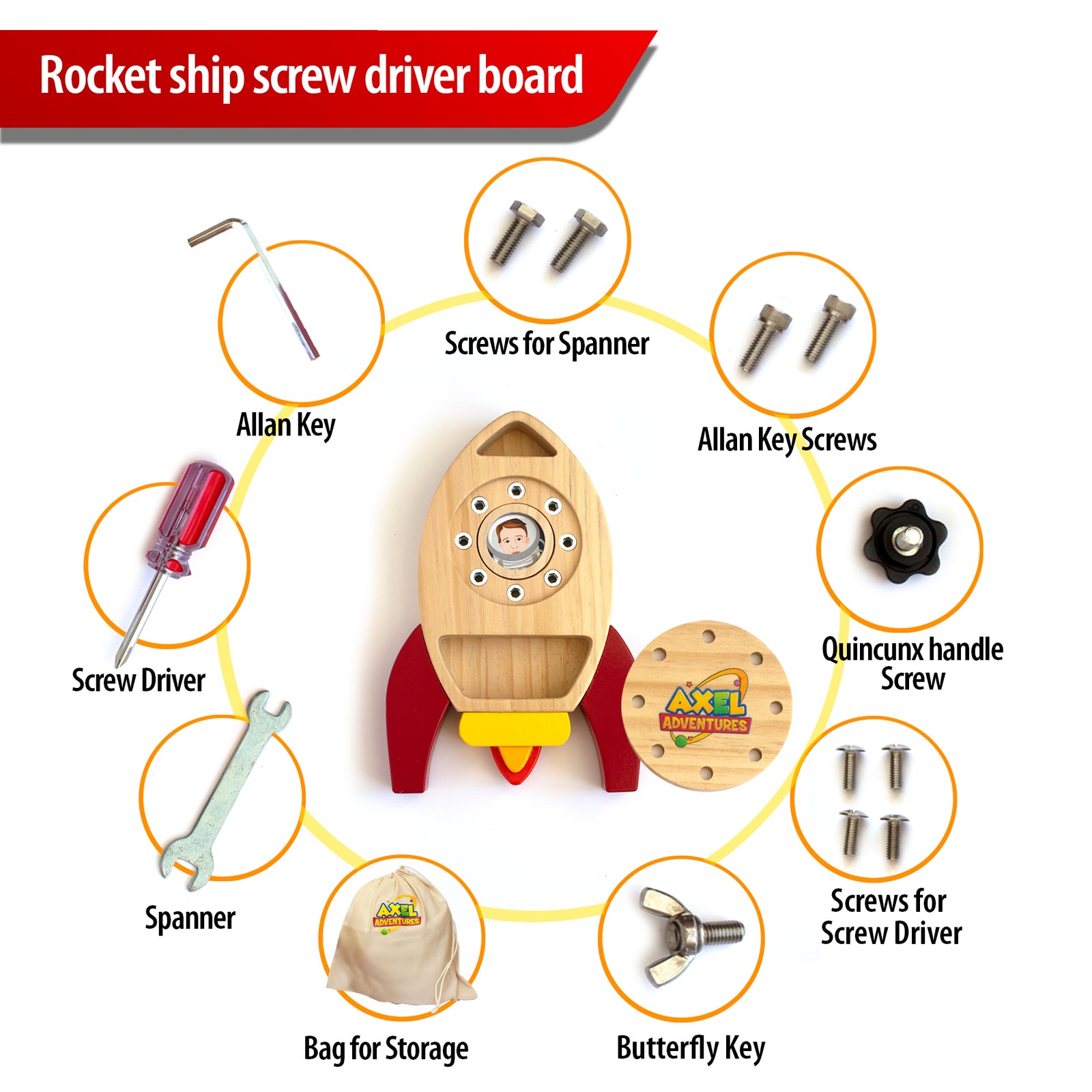 Montessori Screwdriver Board Set, Kids Busy Board Toy