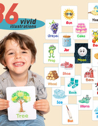 Spelling Game for Kids, Montessori Educational Toy for 3+ Year Old Pre-K Toddler Includes 8 Wooden Blocks and Illustrated Cards, Alphabet Learning Toy Boosts Brain Development, Hand-Eye Coordination