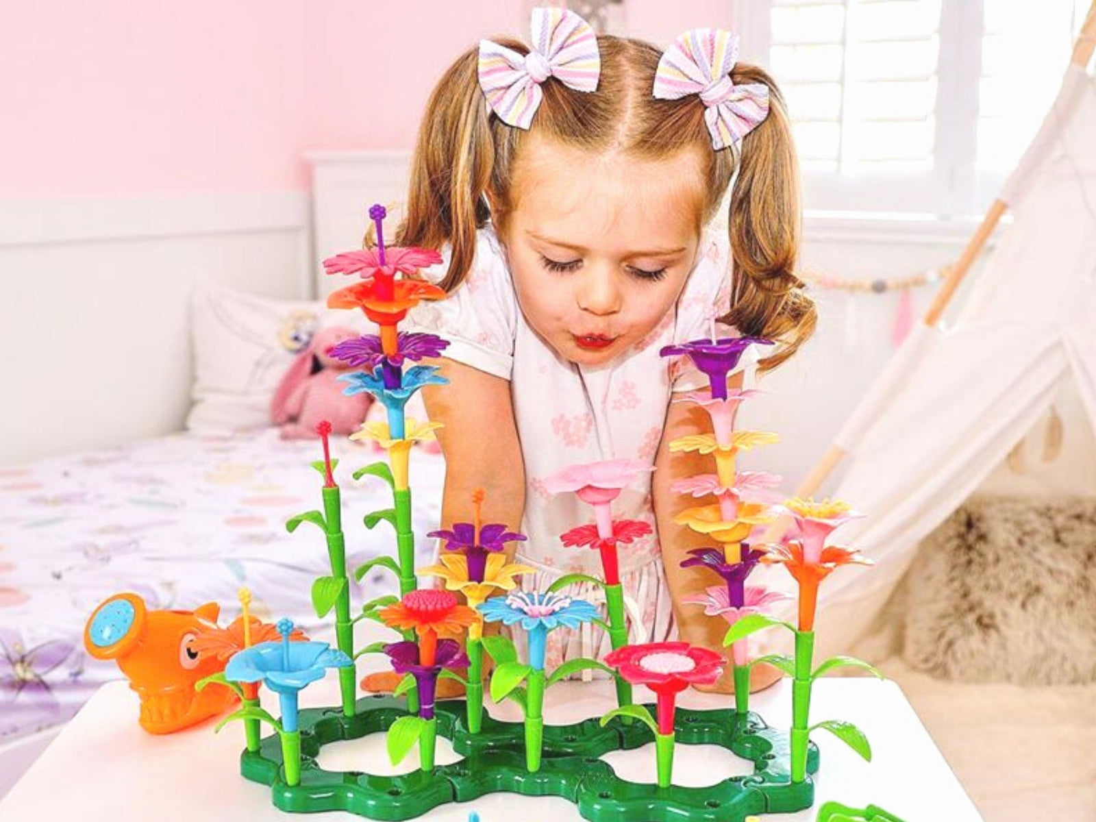 Flower Garden Building Toy, Build A Flower Garden Toddler Toy 110Pc