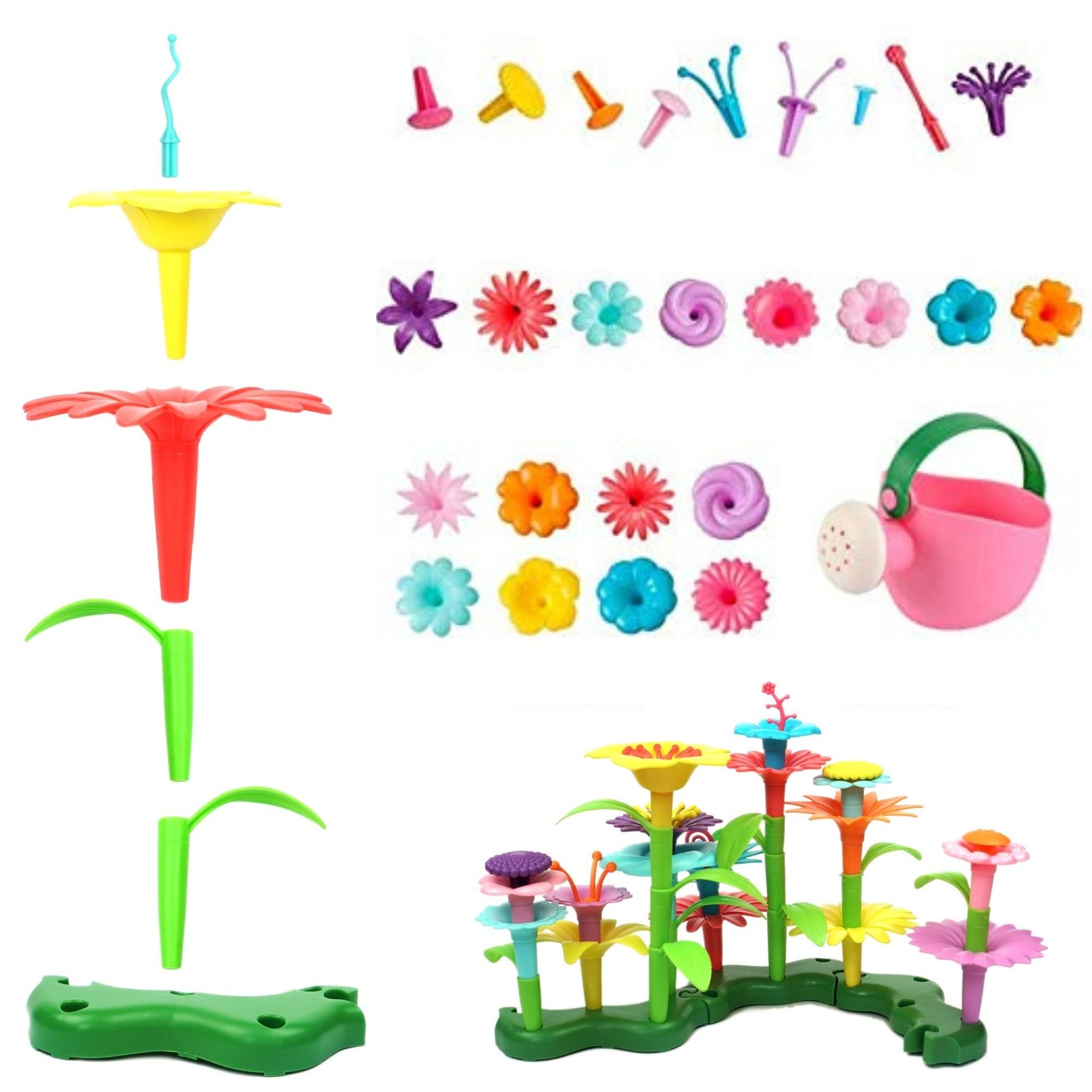 Build A Flower Garden, Colorful Flower Stacking Toy 47 Pcs