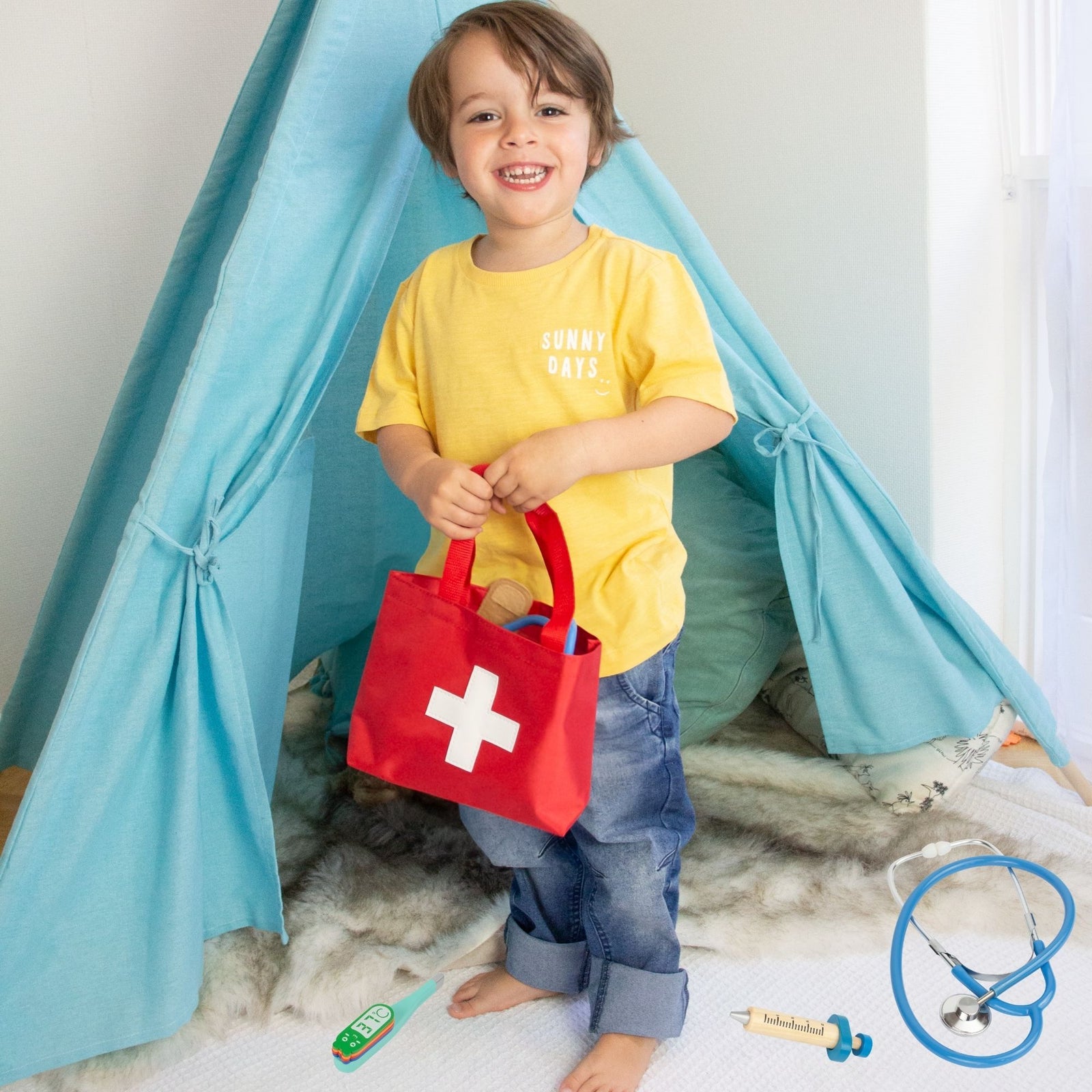 Montessori Wooden Doctor kit for Kids, Medical Play Set