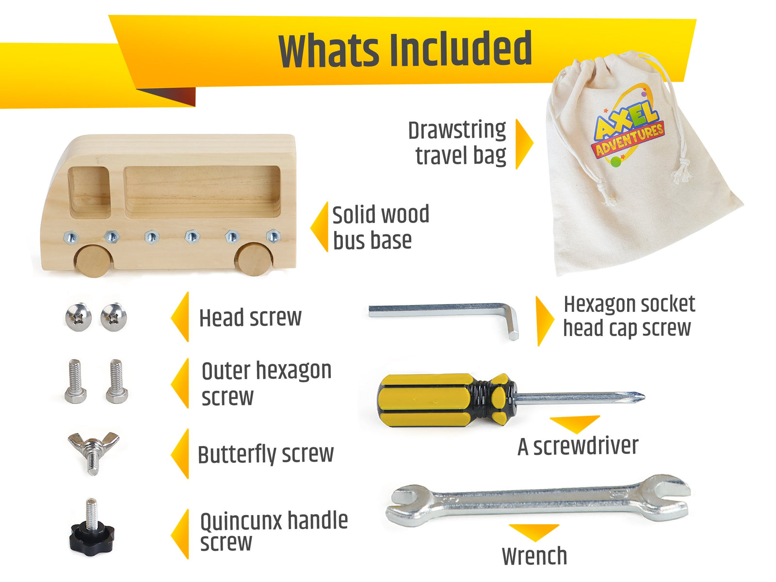 Montessori Screwdriver Board Set, Wooden Busy Board