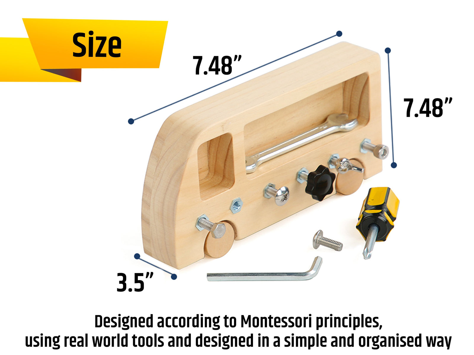 Montessori Screwdriver Board Set, Wooden Busy Board